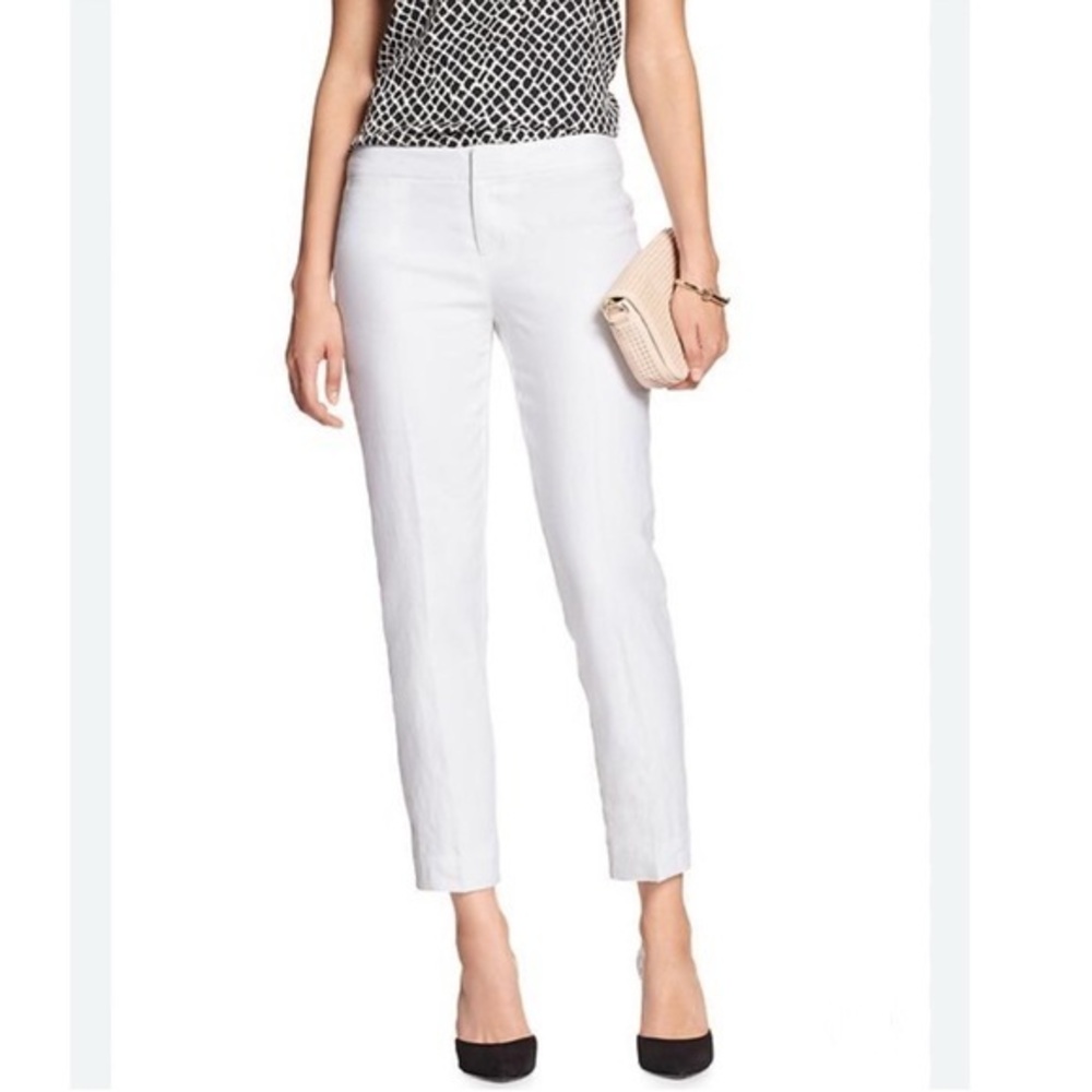 Banana Republic Hampton Fit White Cotton capris cropped trouser pants size 6P